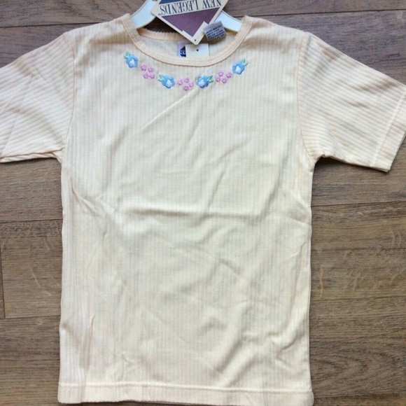 New Legends Medium M 10/12 10 12 Girls Yellow Beige Embroidered Top Shirt NWT - Picture 2 of 3